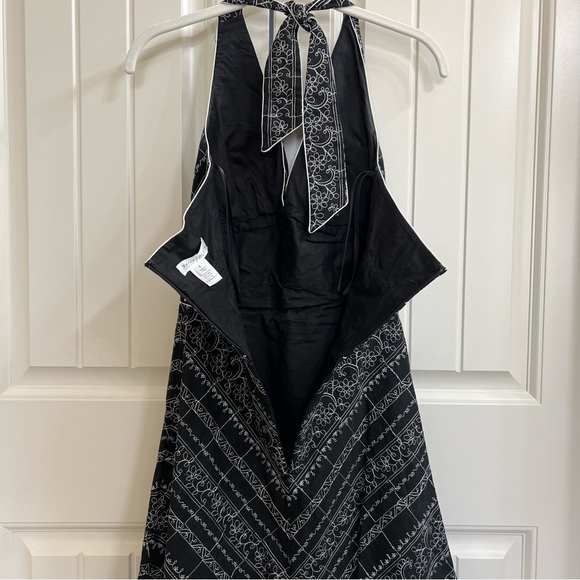 White House Black Market Embroidered Linen Halter Dress in Black, Size 0 - Picture 5 of 7